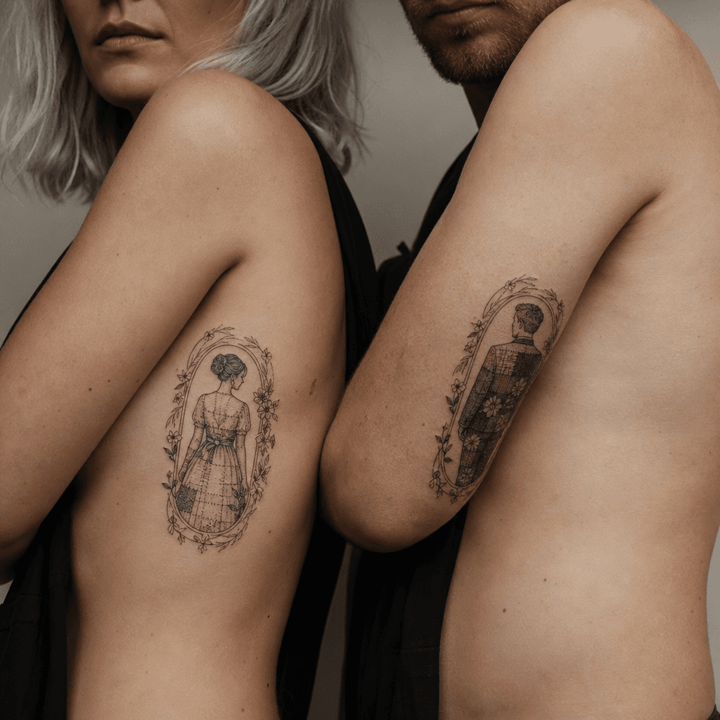 idée tatouage mariage patchwork nuptial vintage
