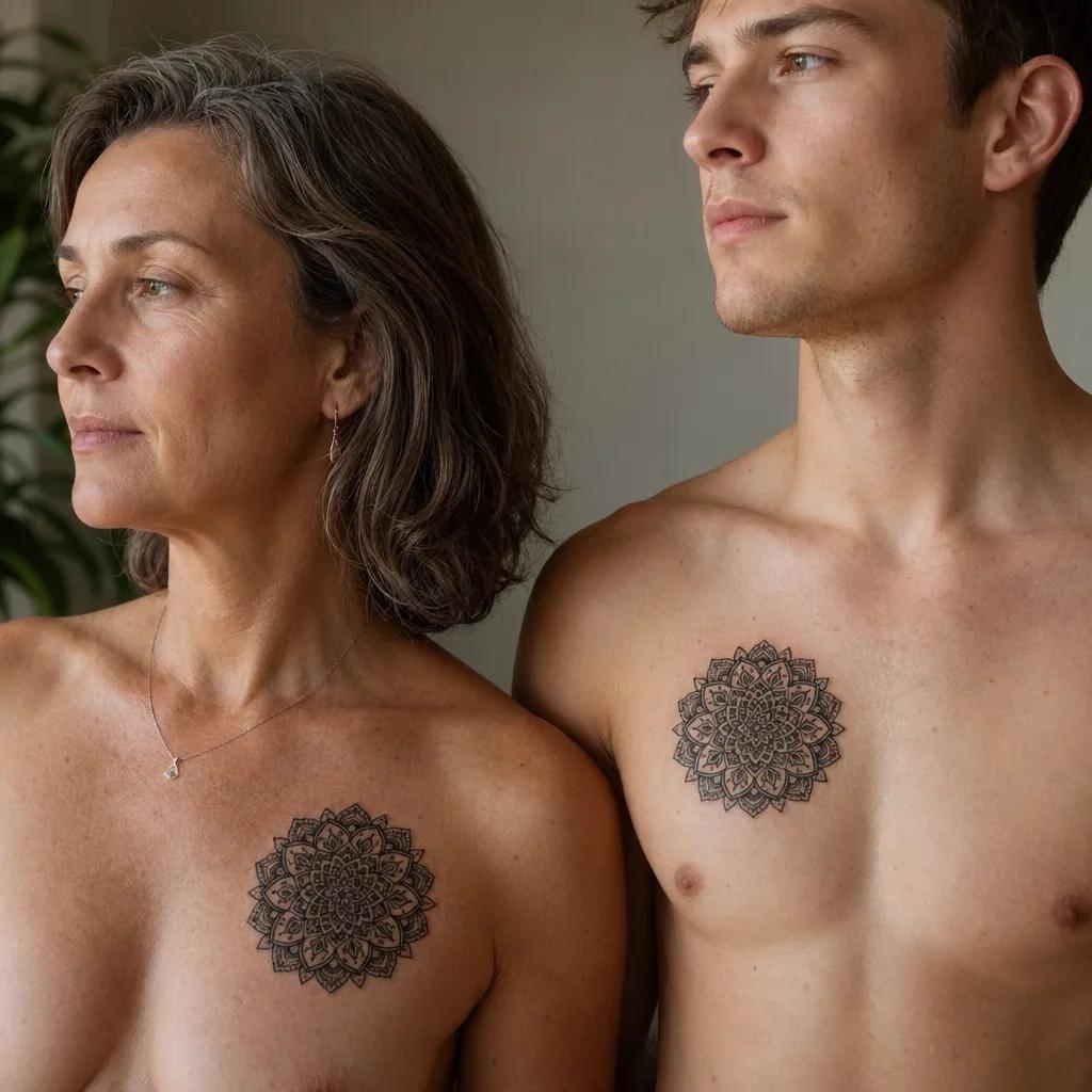 idée tatouage mère et fils mandala m et s