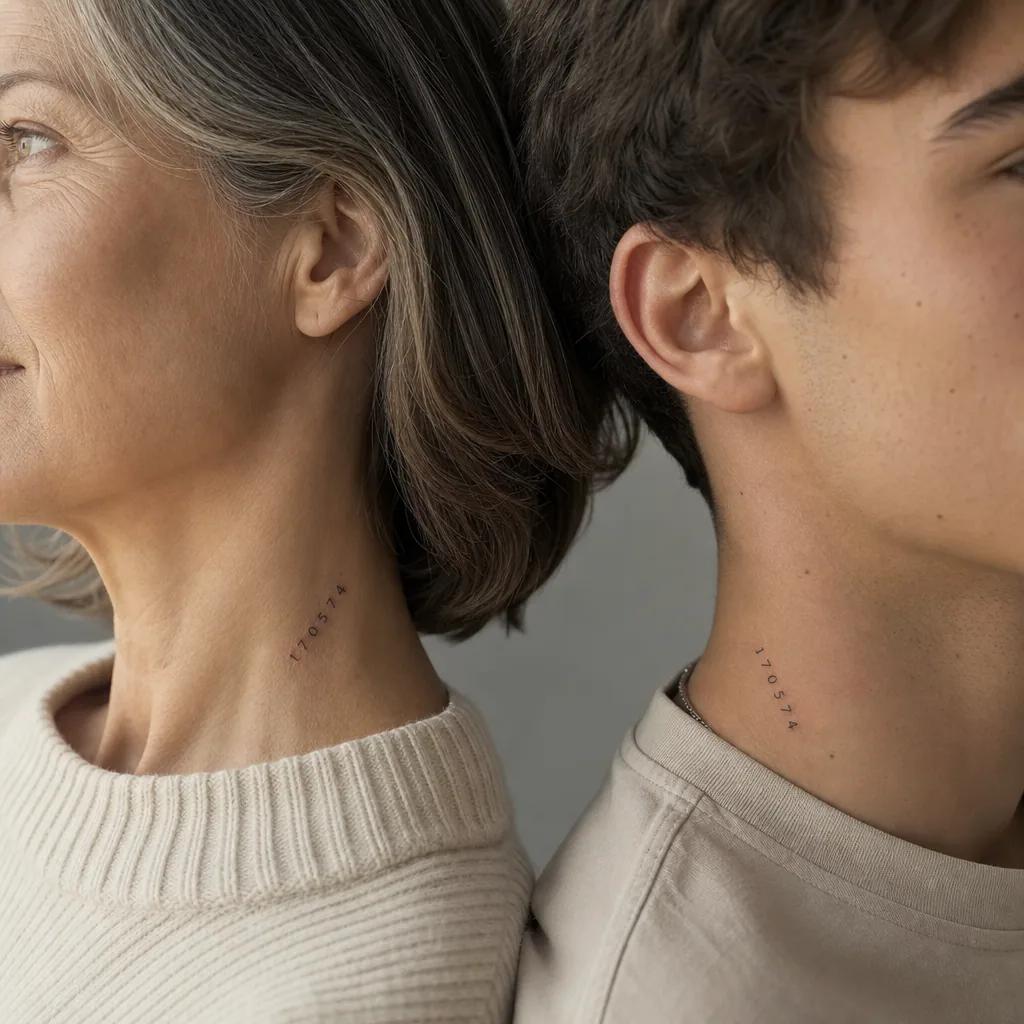 idée tatouage mère et fils date naissance fine line
