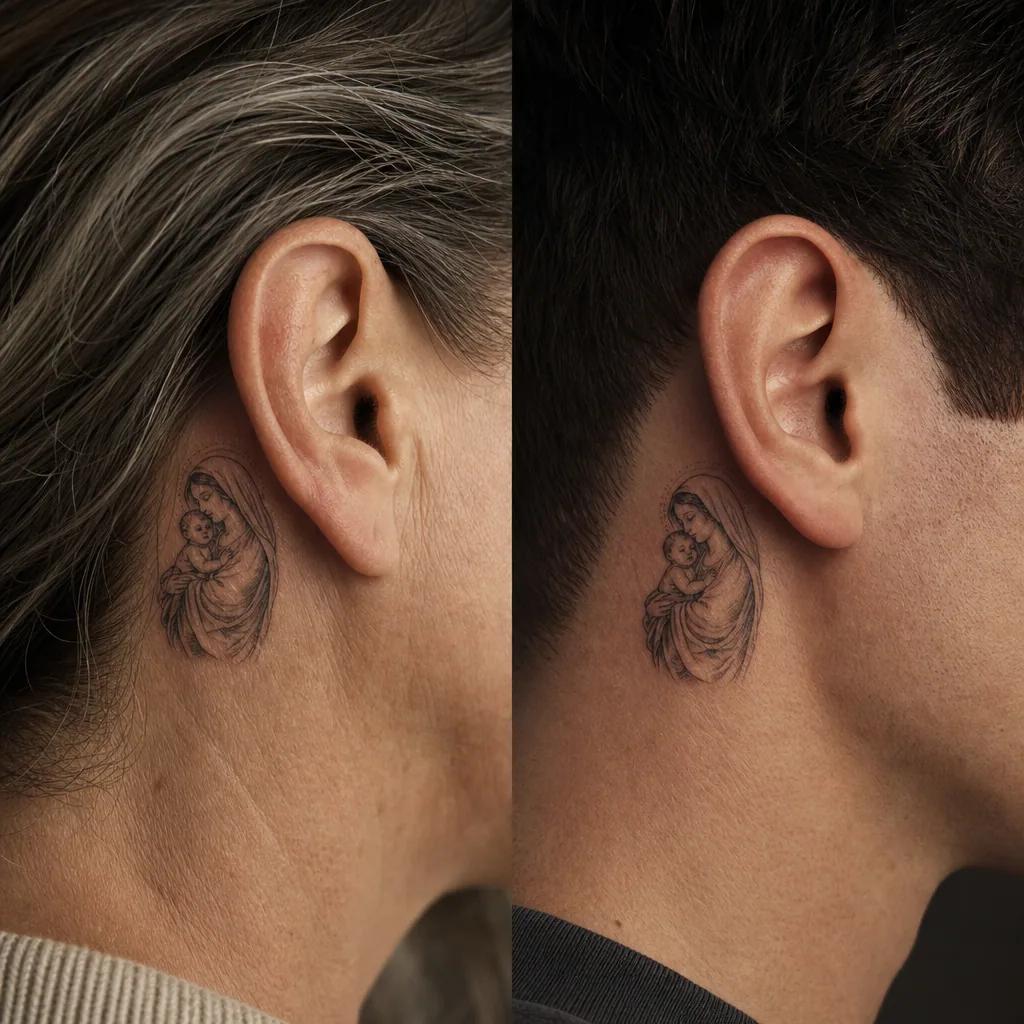 idée tatouage mère et fils vierge à l'enfant