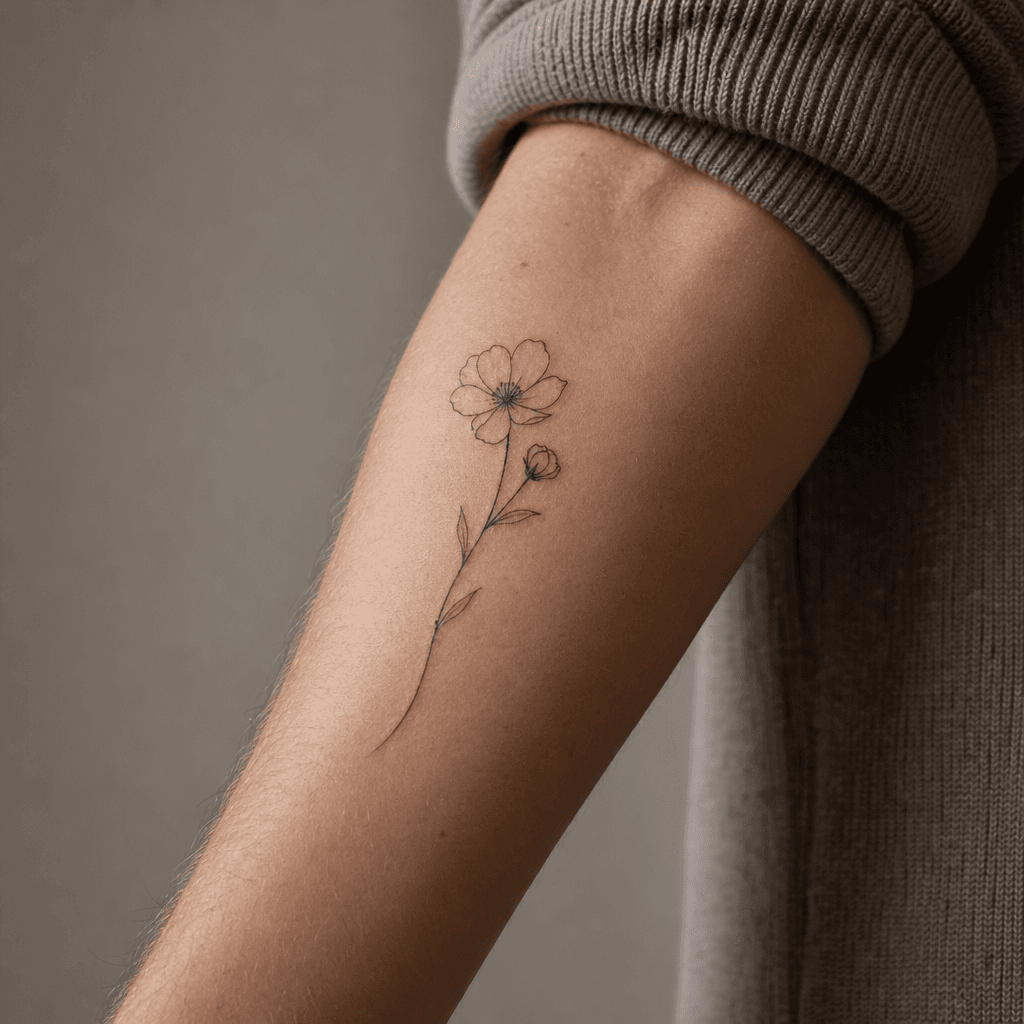 idée tatouage minimaliste minimaliste fleur fine line