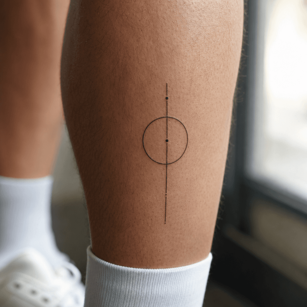 idée tatouage mollet symbole minimaliste