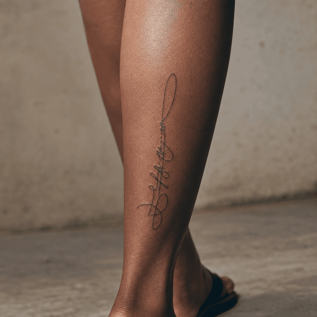 idée tatouage mollet citation lettrée