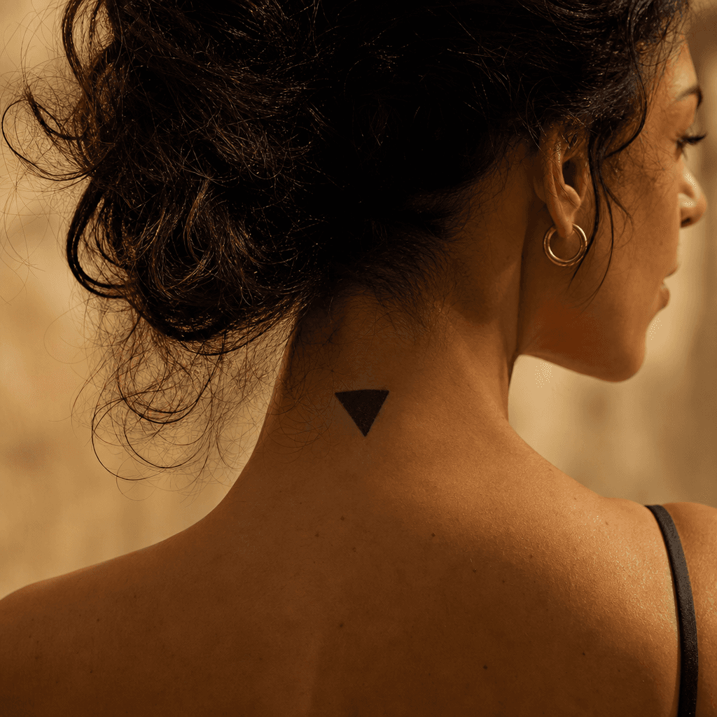 idée tatouage nuque triangle blackwork