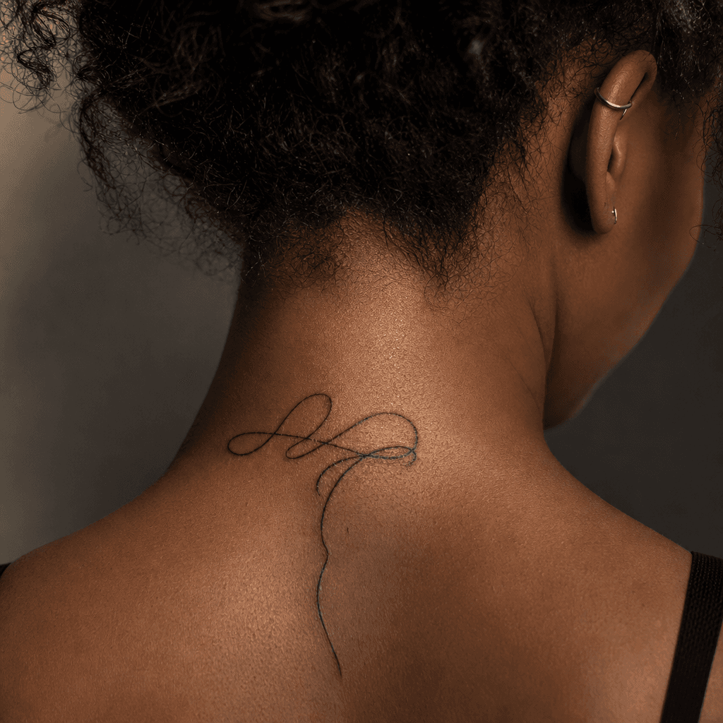 idée tatouage nuque lettrage manuscrit