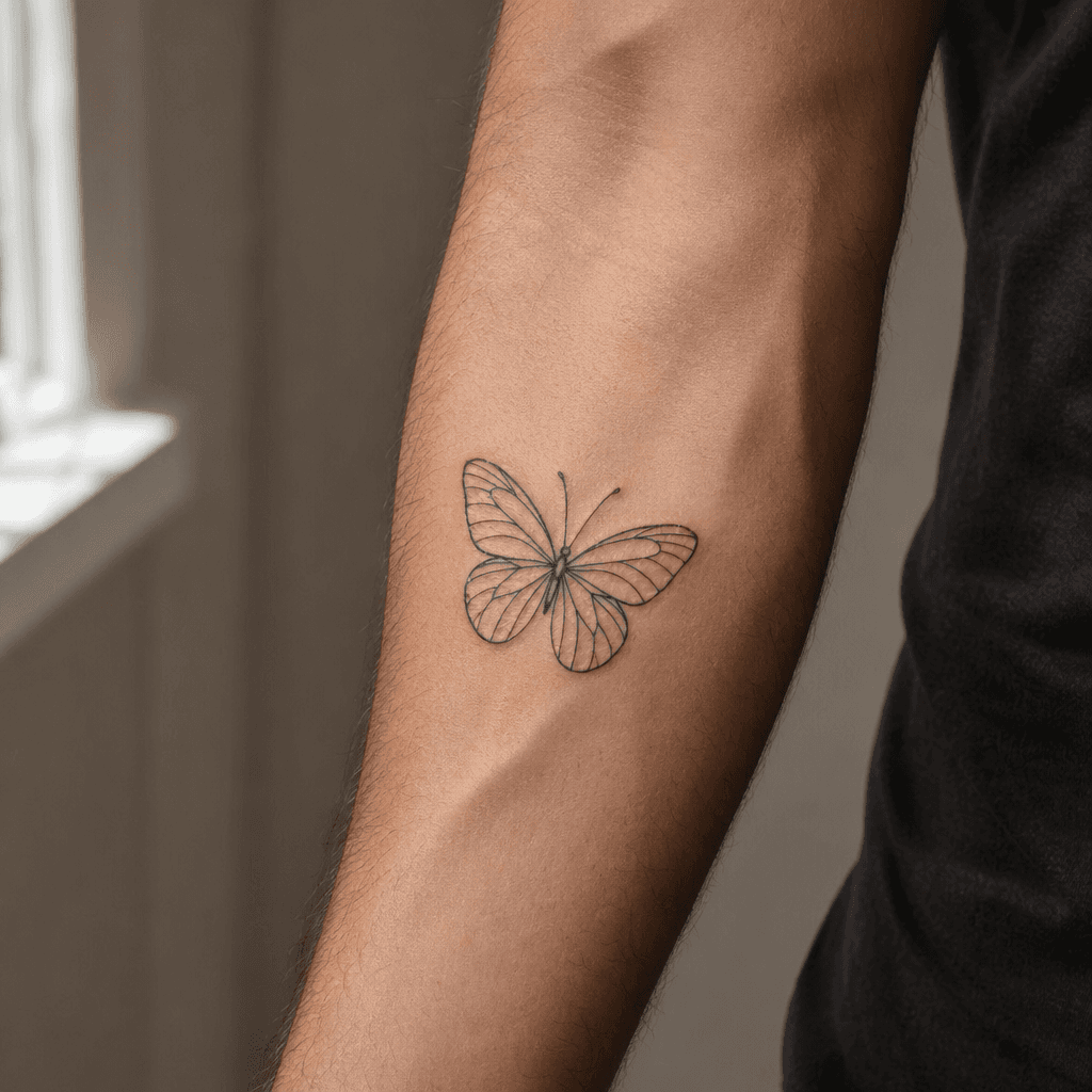 idée tatouage papillon papillon minimaliste