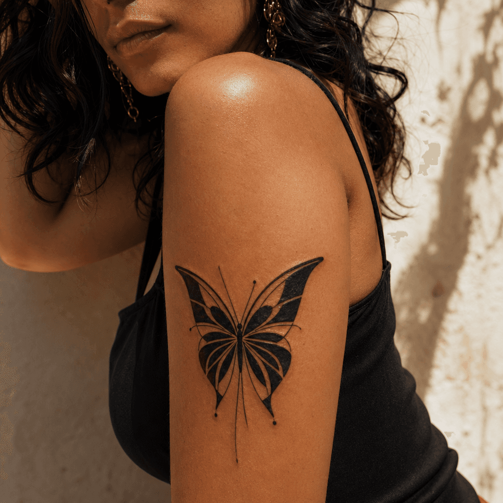 idée tatouage papillon papillon blackwork ailes graphiques