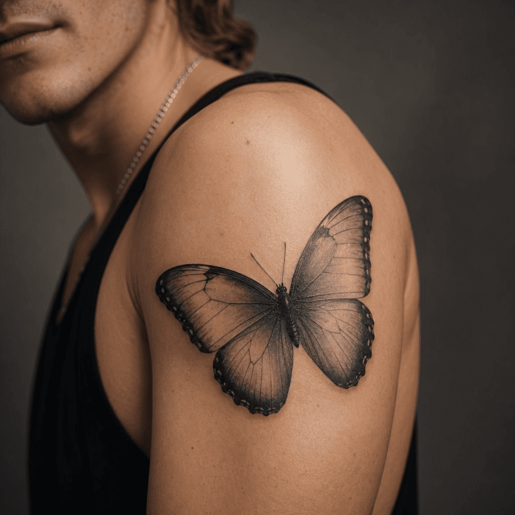 idée tatouage papillon papillon morpho réaliste
