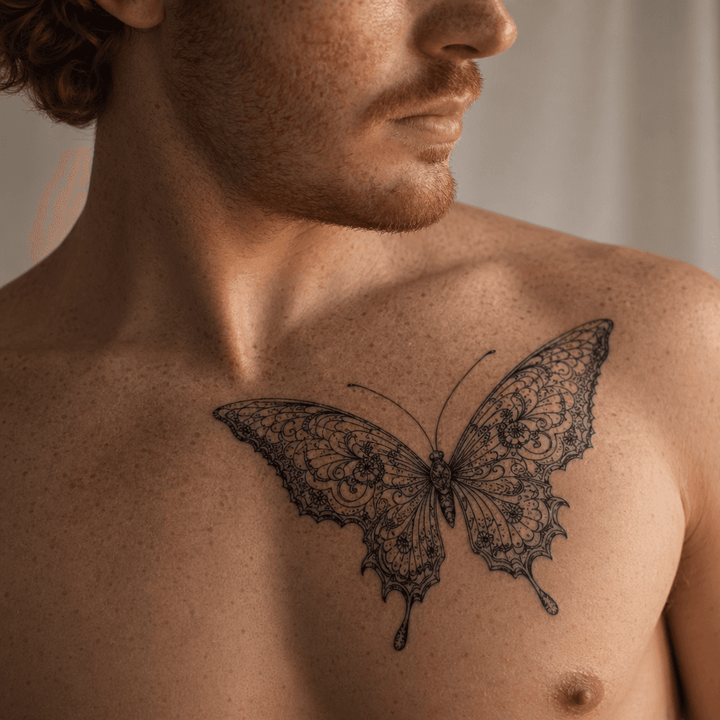 idée tatouage papillon papillon dentelle ornementale
