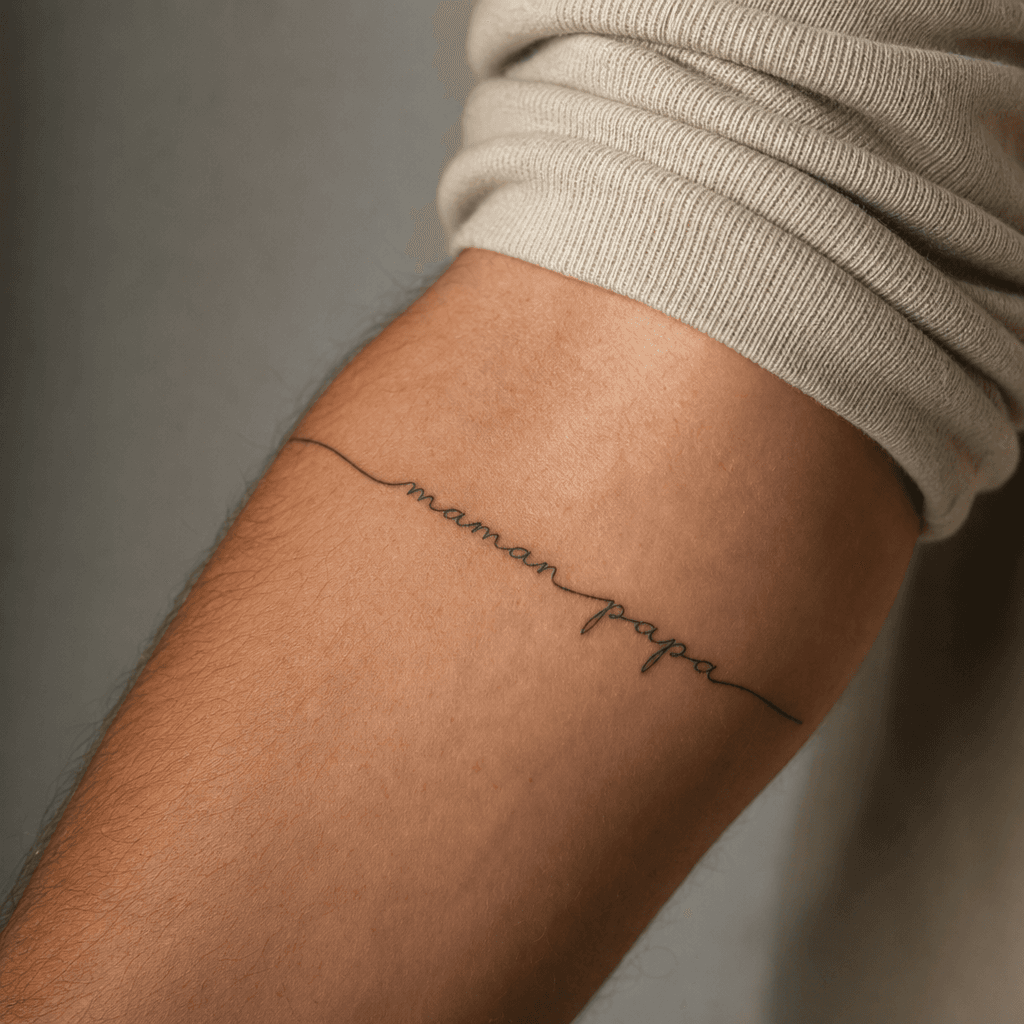 idée tatouage parents maman papa single-line