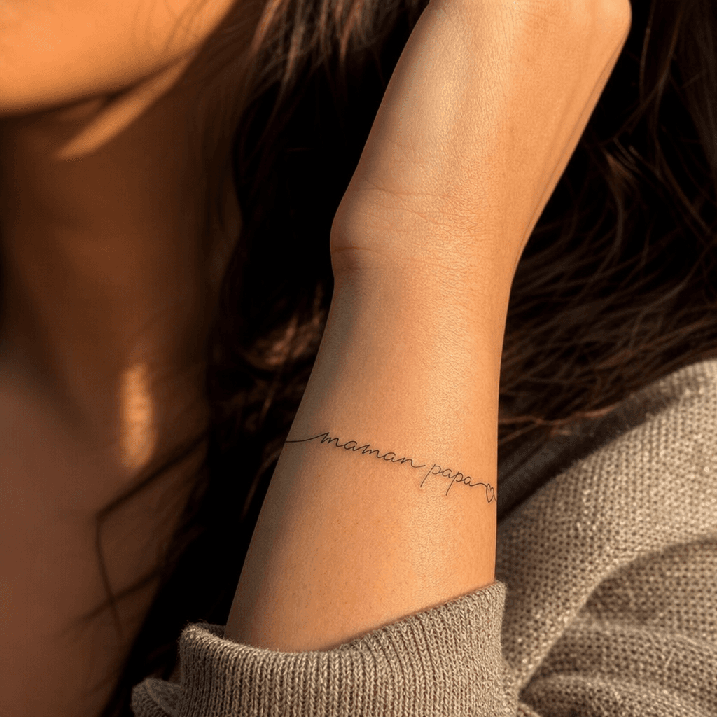 idée tatouage parents maman papa single-line
