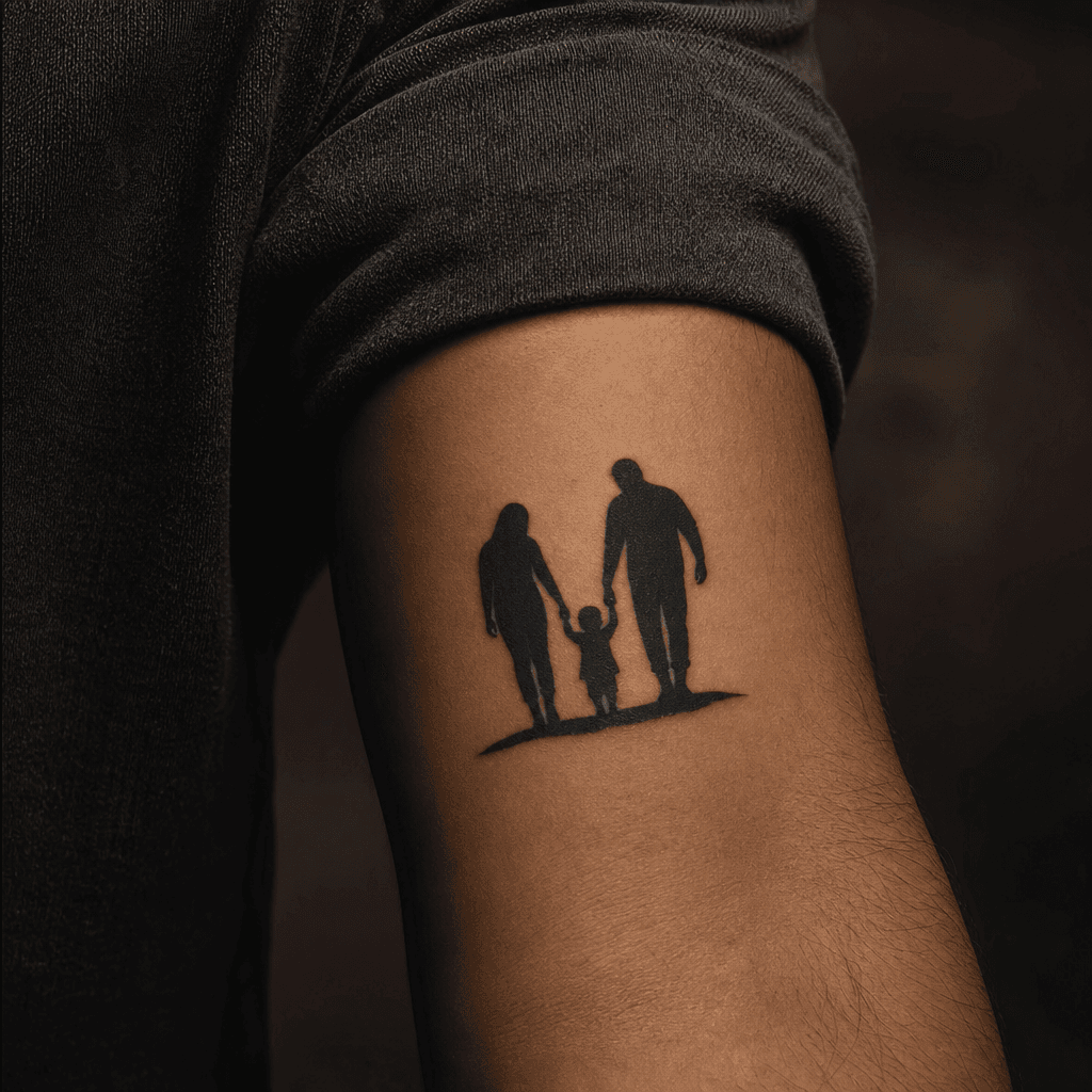 idée tatouage parents silhouettes blackwork
