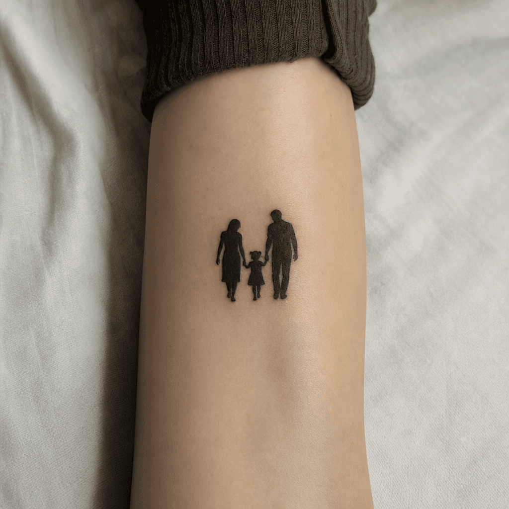 idée tatouage parents silhouettes blackwork
