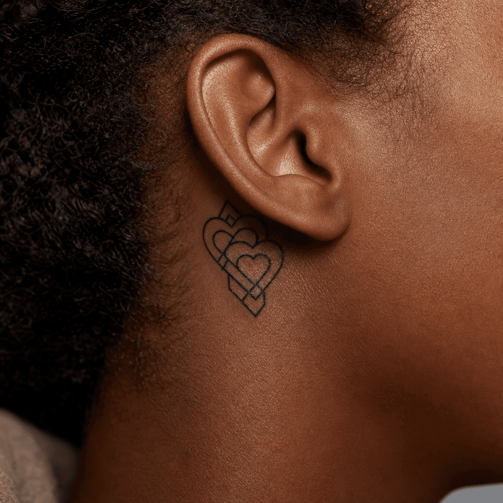 idée tatouage parents cœurs imbriqués géométriques