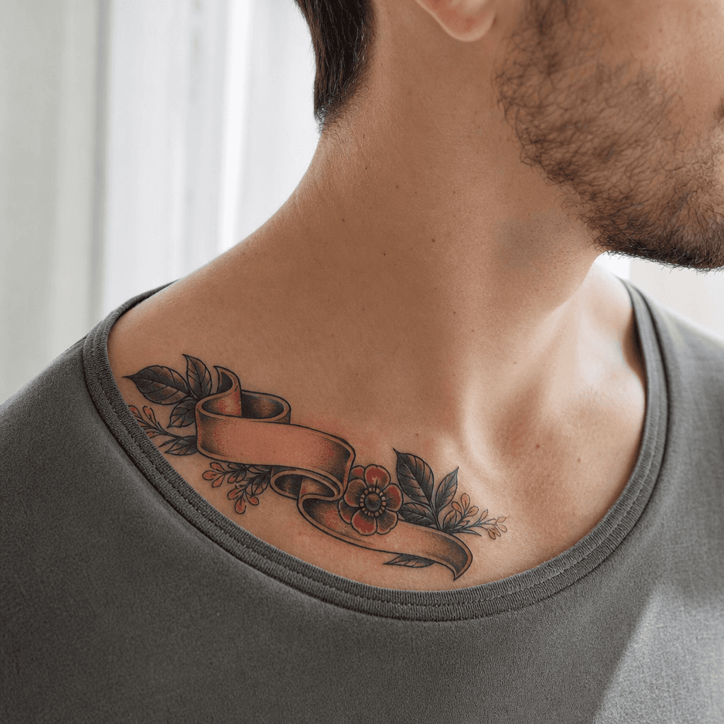 idée tatouage parents banderole néo-traditionnelle