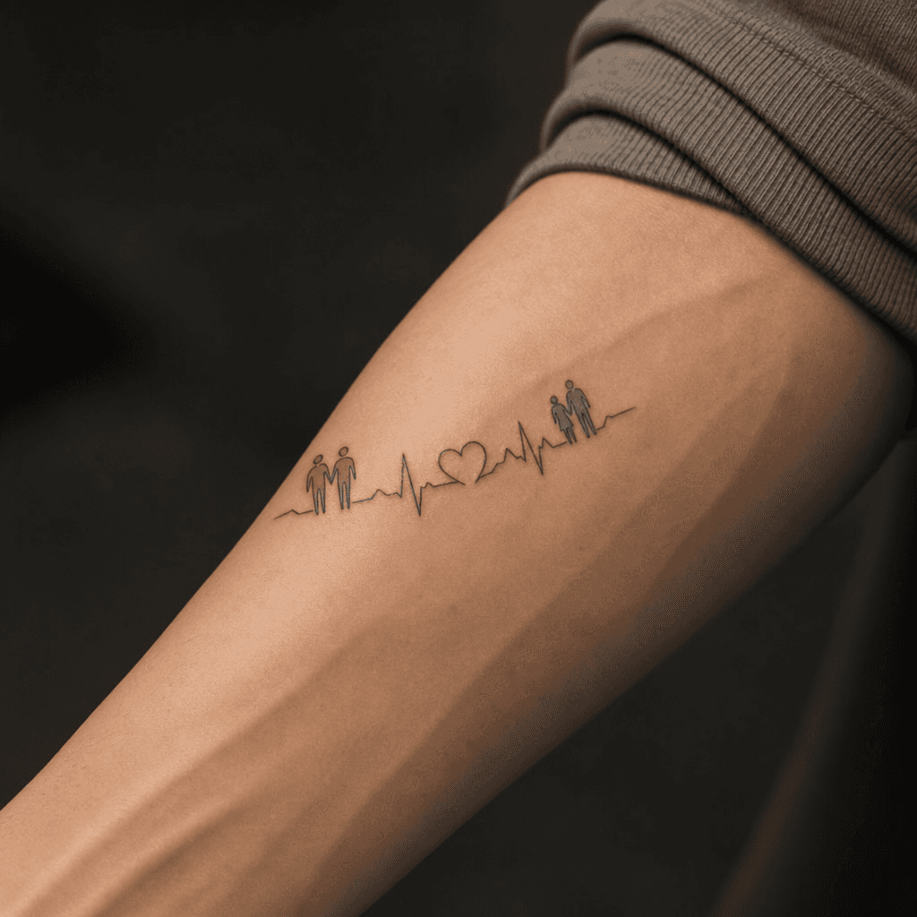 idée tatouage parents battement de cœur partagé