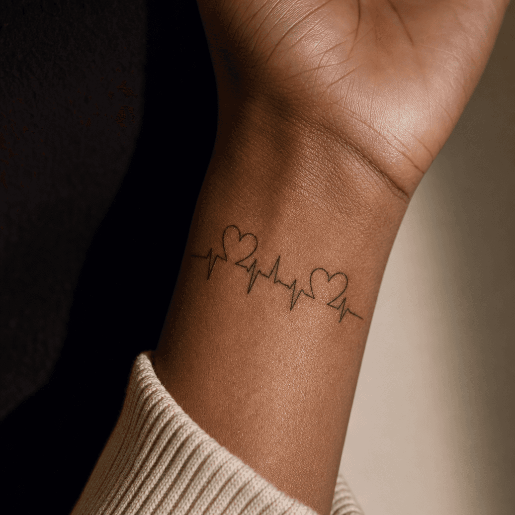 idée tatouage parents battement de cœur partagé