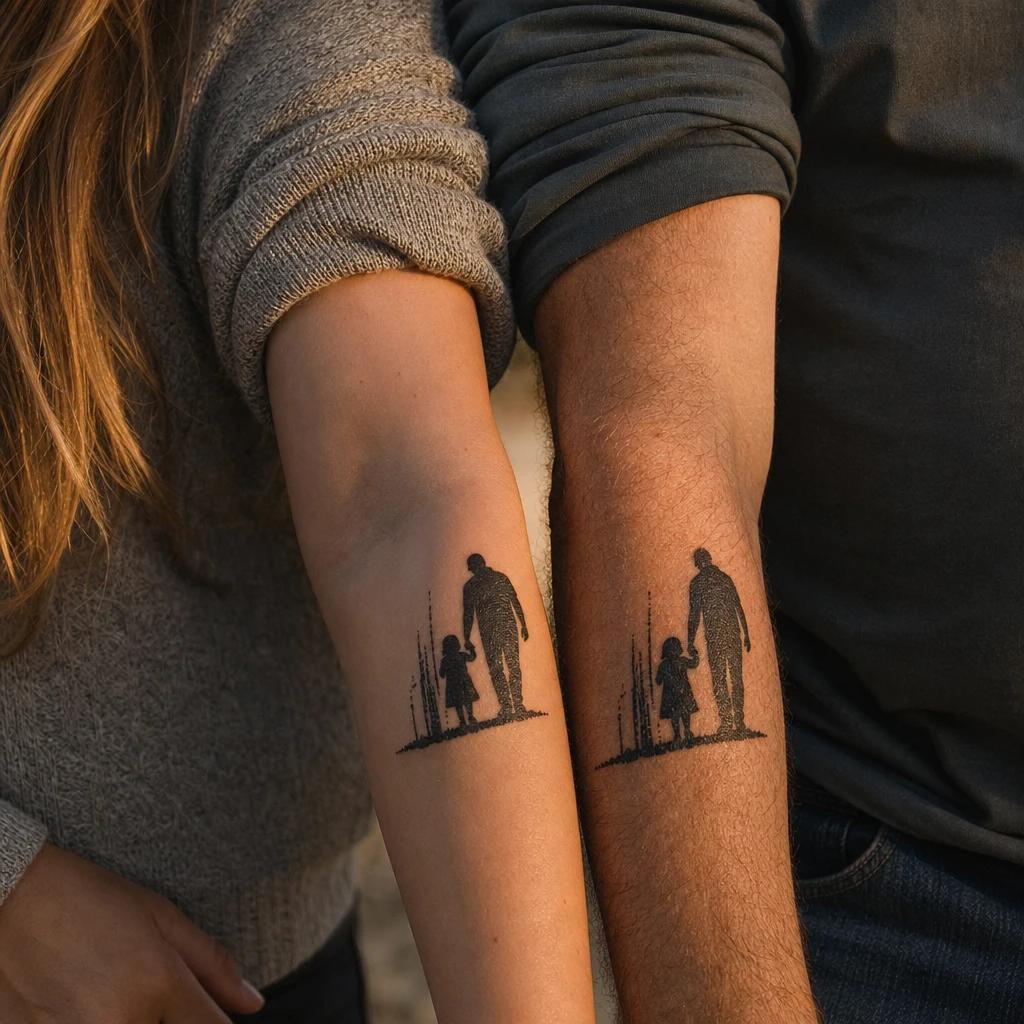 idée tatouage père et fille père enfant blackwork