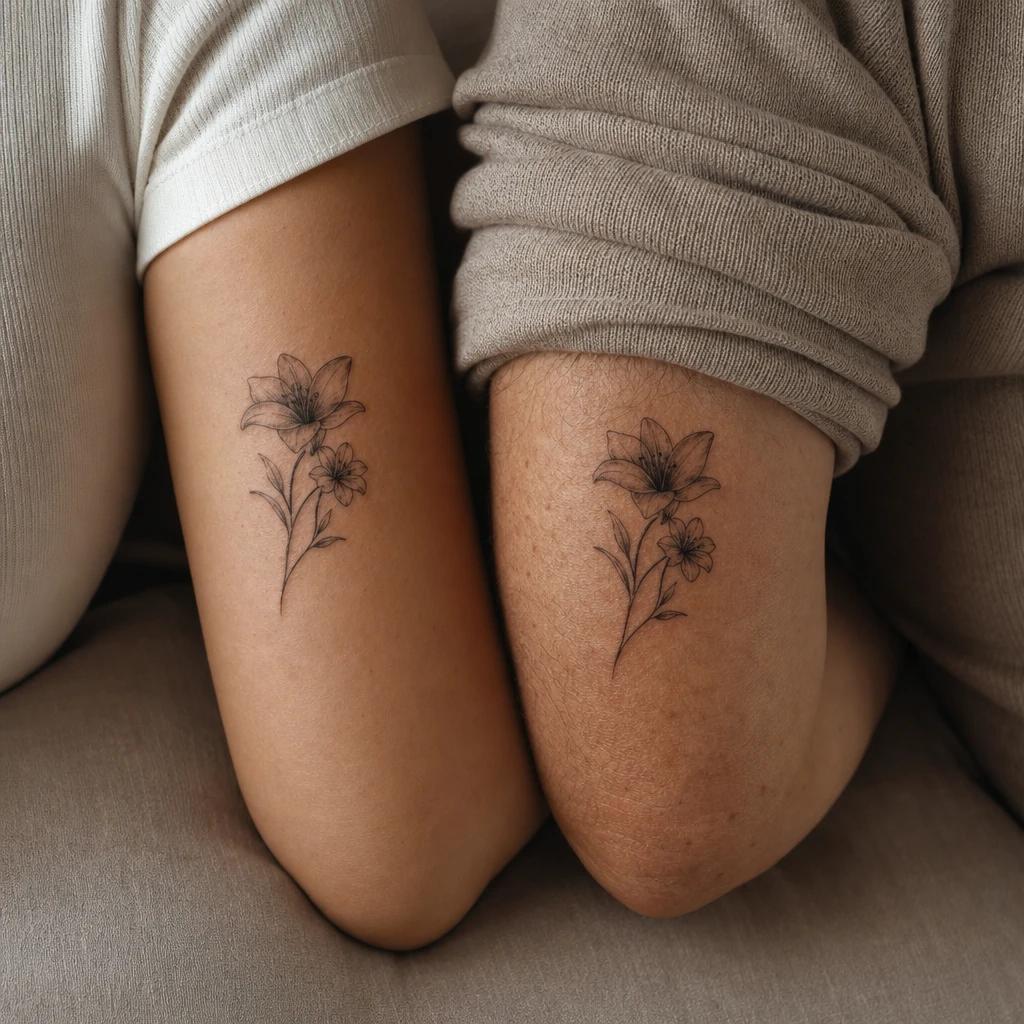 idée tatouage père et fille fleur père et fille
