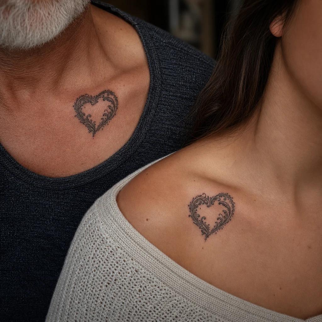 idée tatouage père et fille cœur ornemental 'fille'