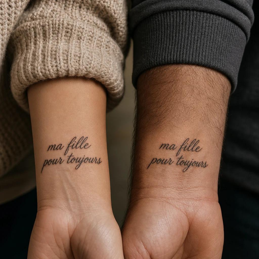 idée tatouage père et fille lettrage ma fille pour toujours