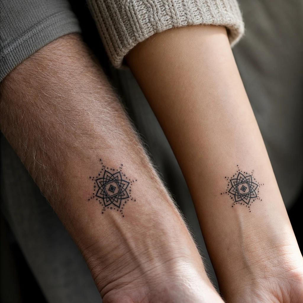 idée tatouage père et fille mandala p et f