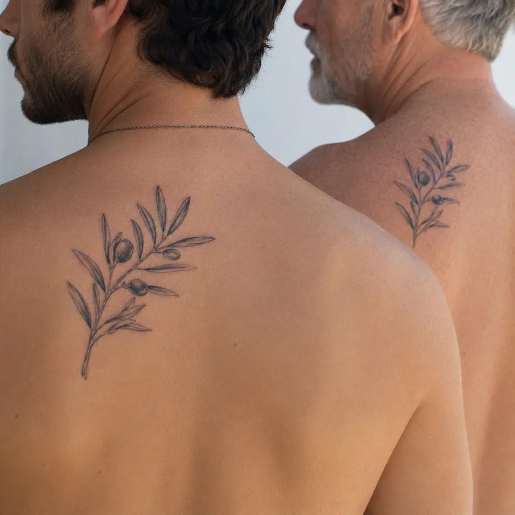 idée tatouage père et fils branche olivier père-fils