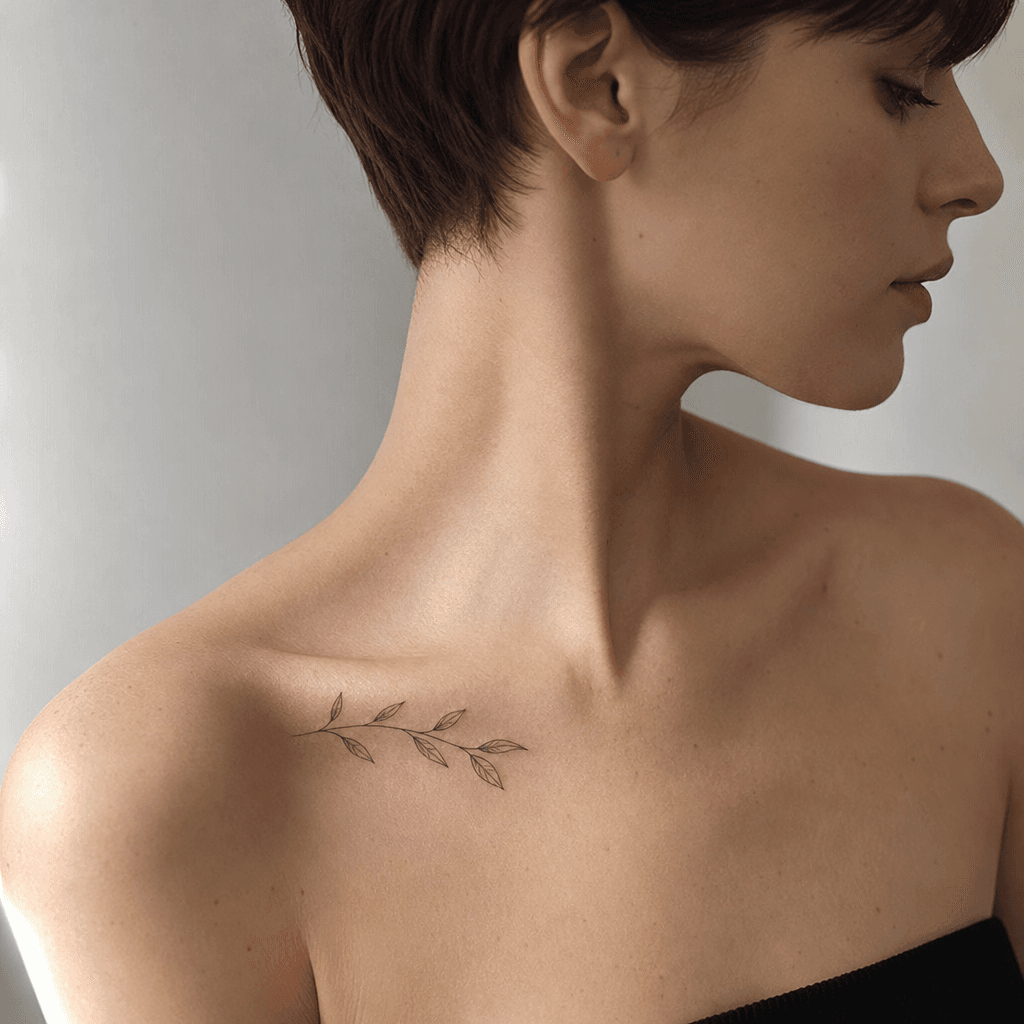 idée tatouage petit feuille mini fine line