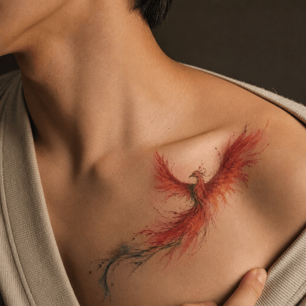idée tatouage phenix phenix aquarelle renaissance