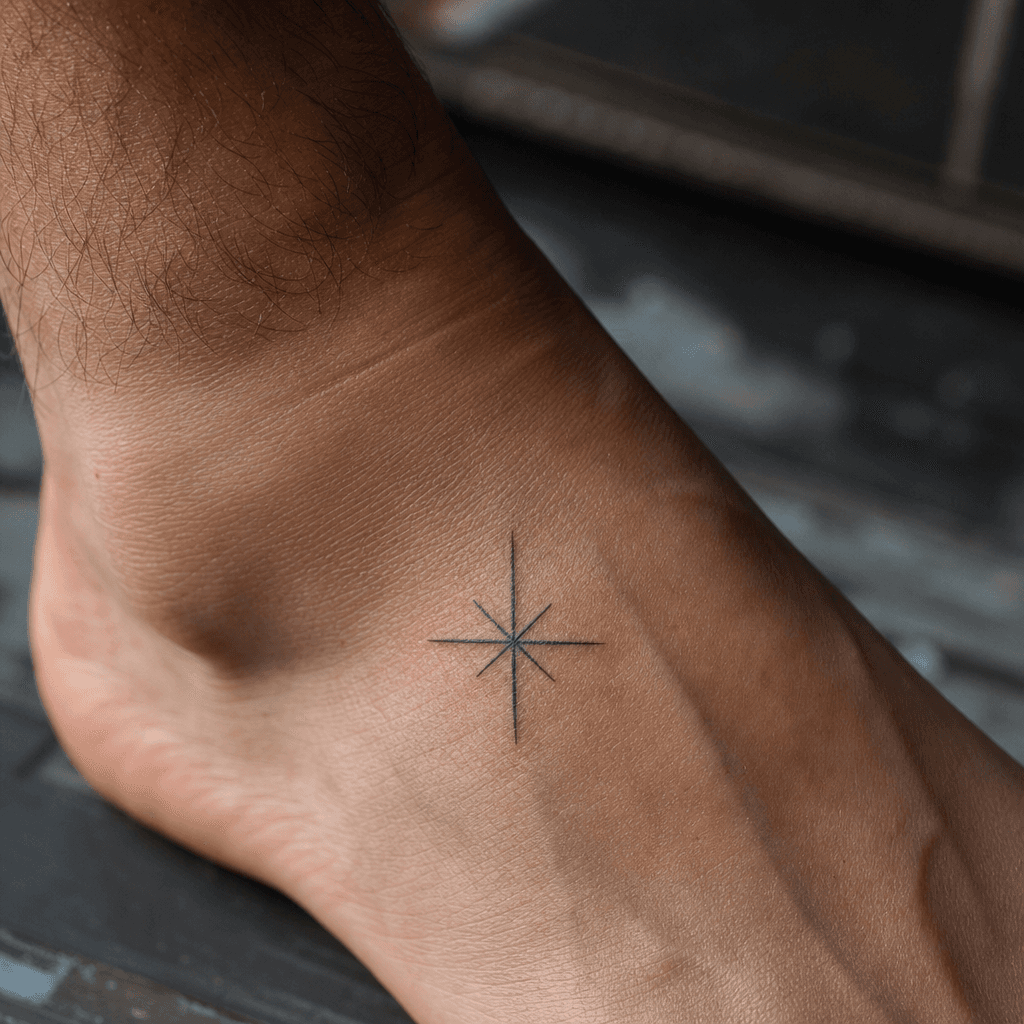 idée tatouage pied étoile minimaliste