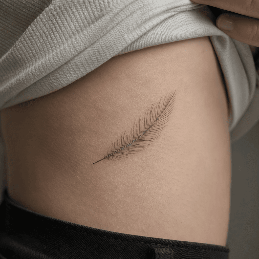 idée tatouage plume plume fine line delicate
