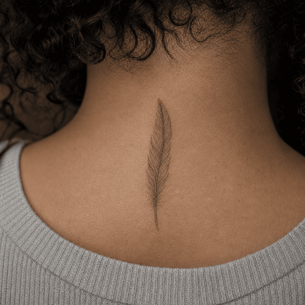 idée tatouage plume plume fine line delicate