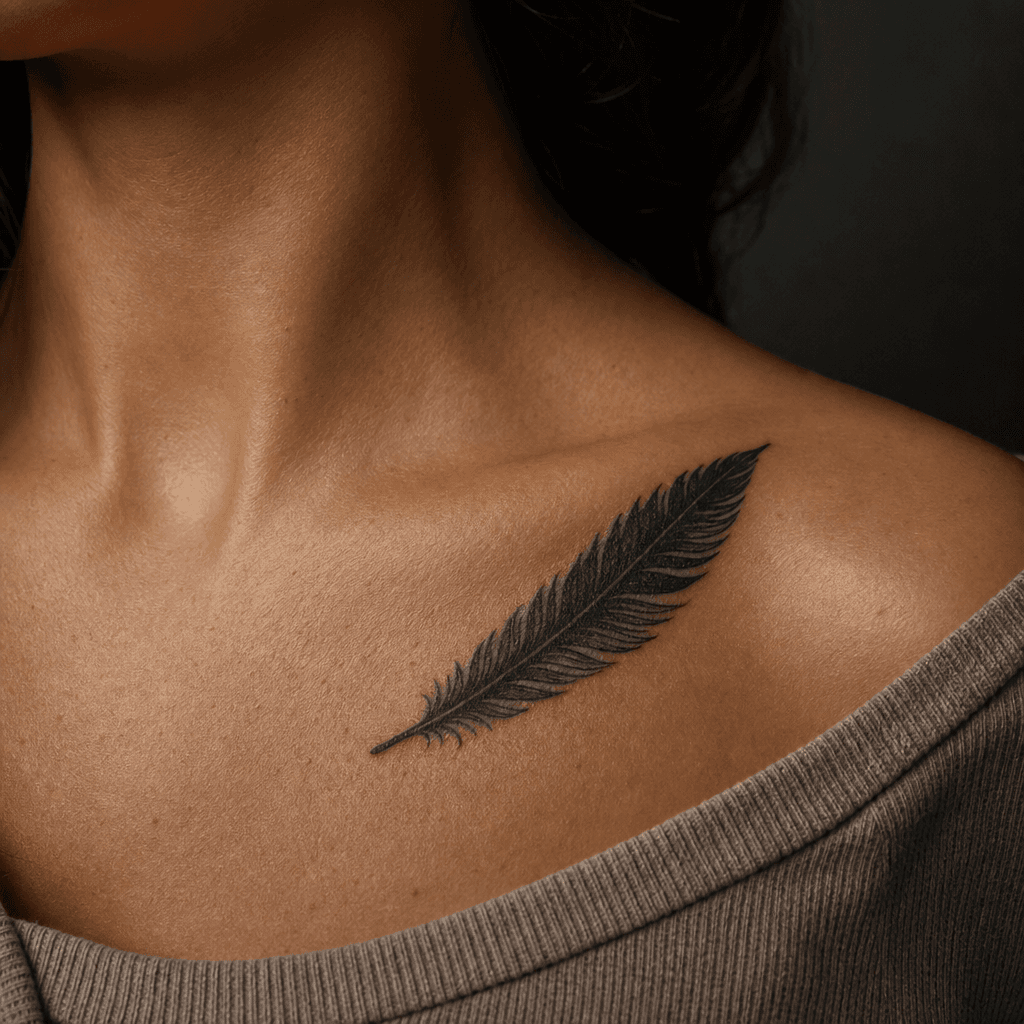 idée tatouage plume plume blackwork dense