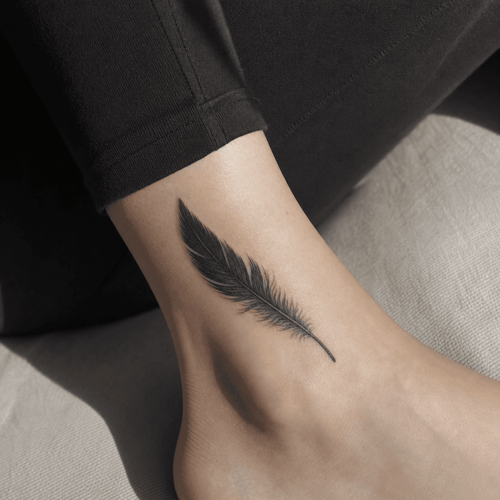 idée tatouage plume plume blackwork dense