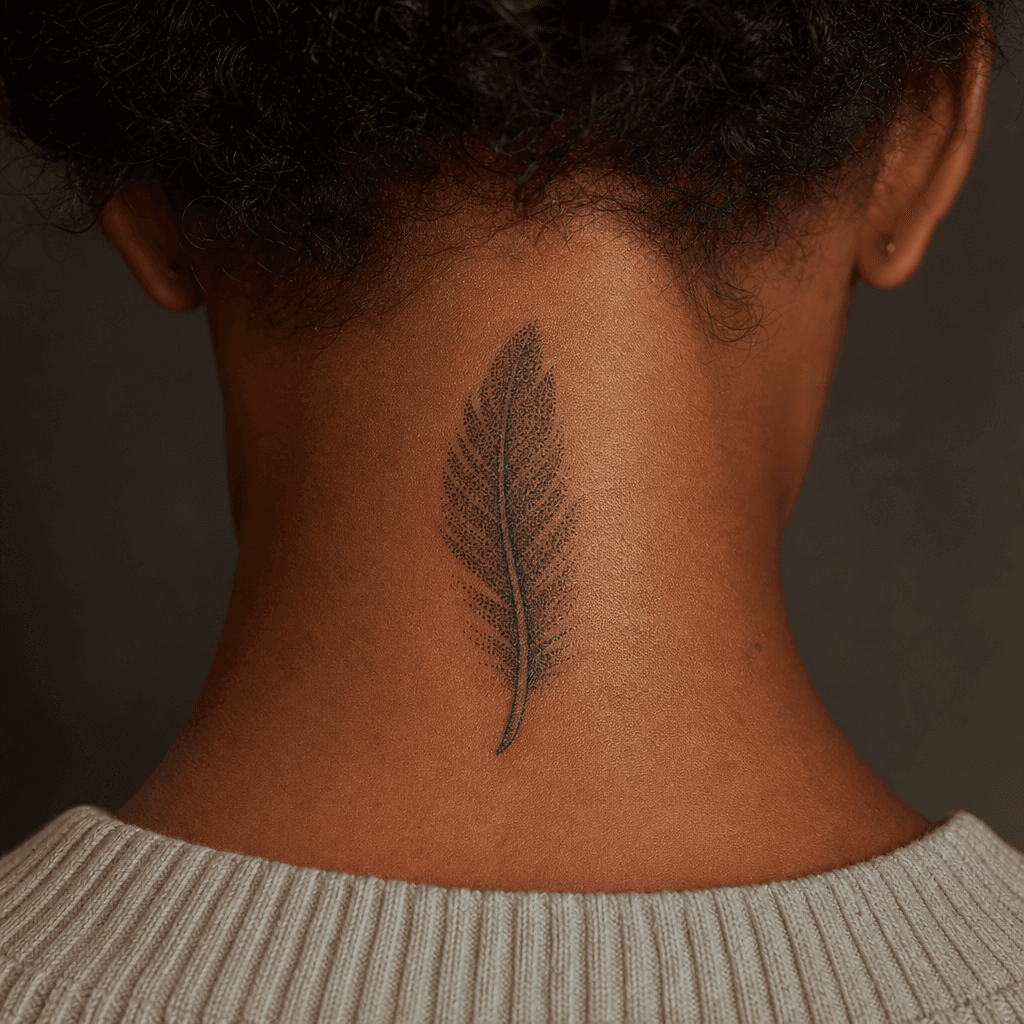 idée tatouage plume plume dotwork stippling