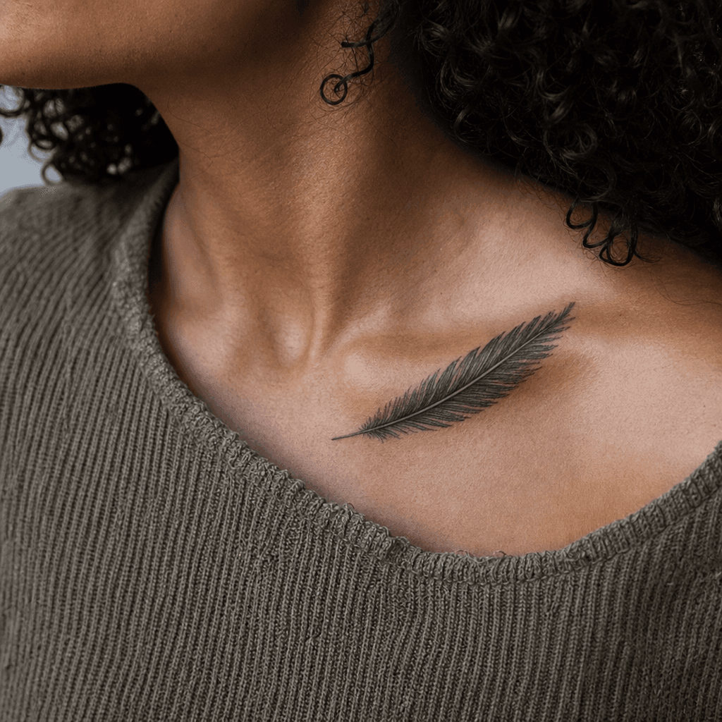 idée tatouage plume plume réaliste detaillee