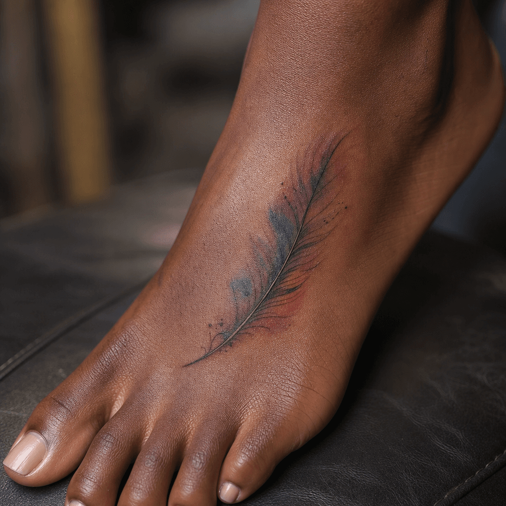 idée tatouage plume plume aquarelle douce