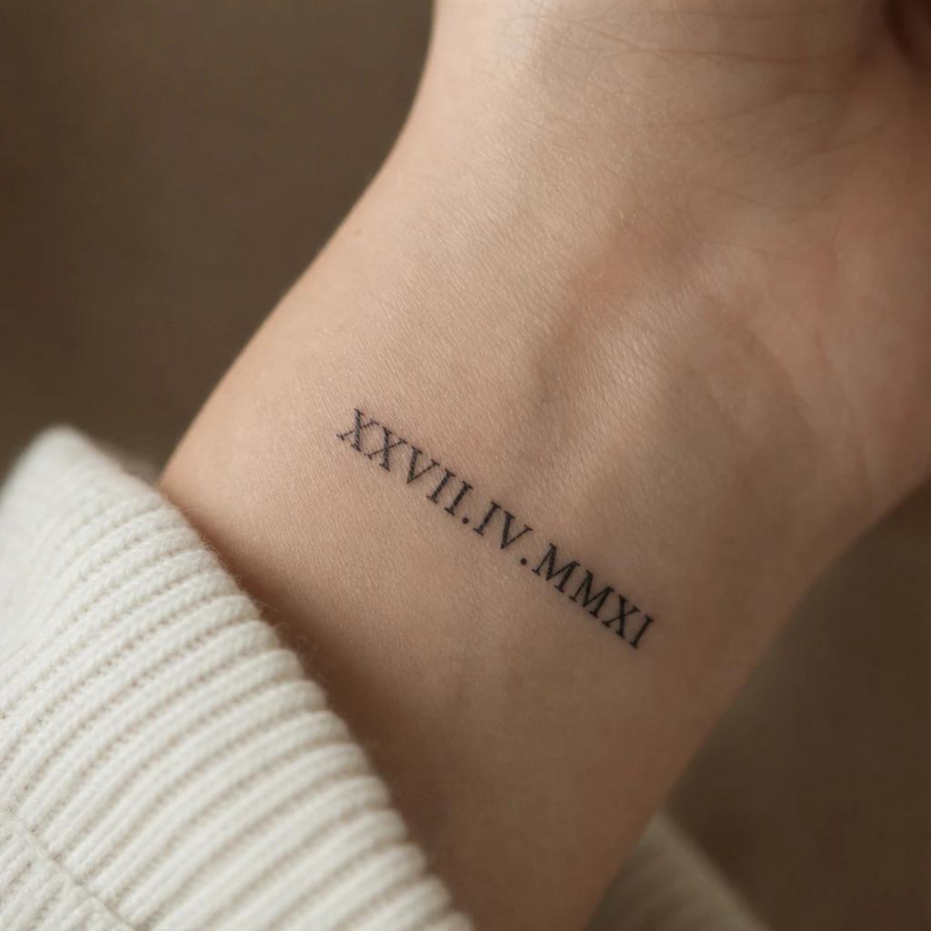 idée tatouage poignet femme date chiffres romains