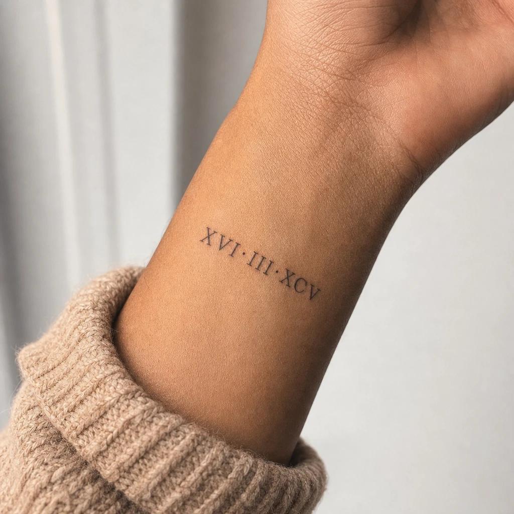 idée tatouage poignet femme date chiffres romains