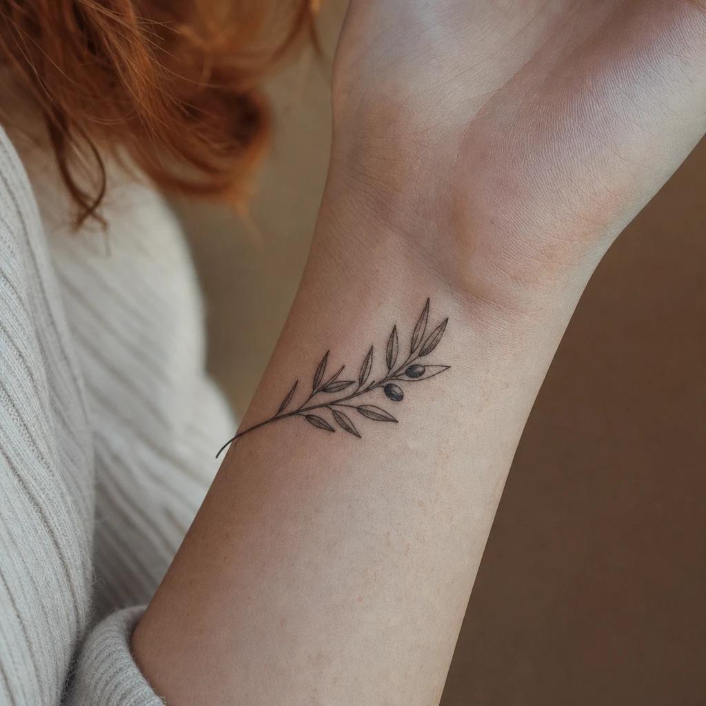 idée tatouage poignet femme branche d'olivier