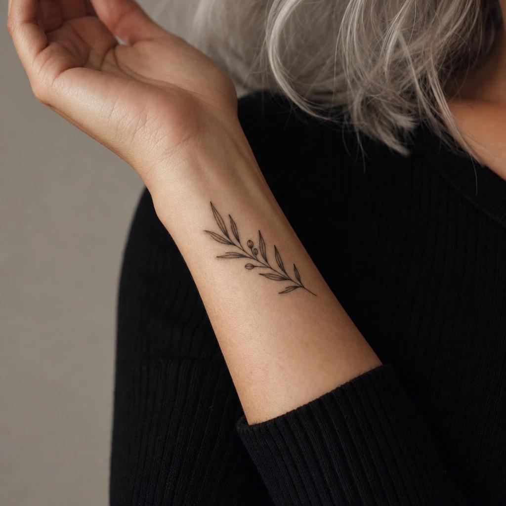 idée tatouage poignet femme branche d'olivier