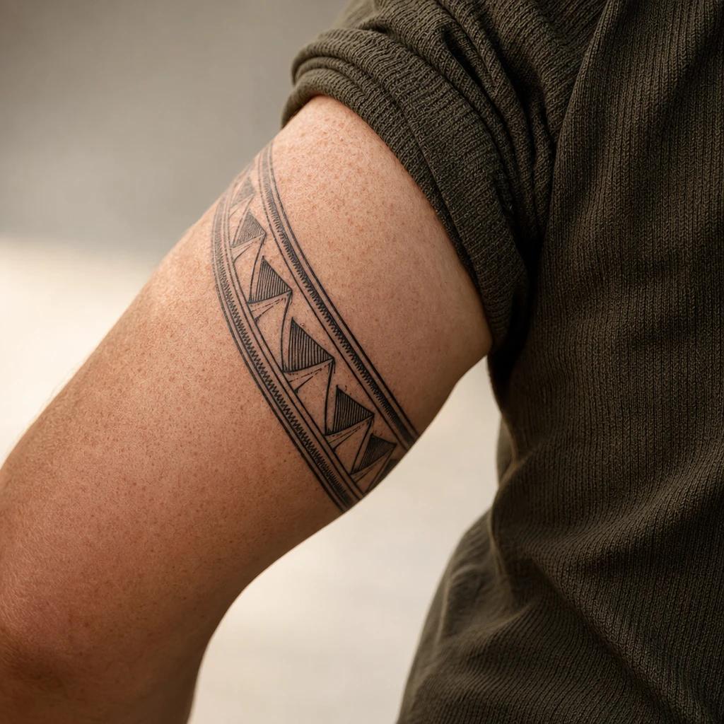 idée tatouage polynésien bandes dents de requin, photo réaliste sur peau