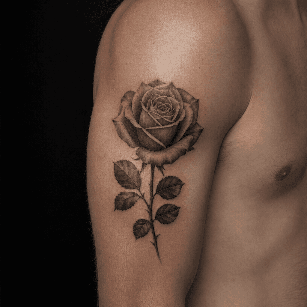 idée tatouage rose rose réaliste