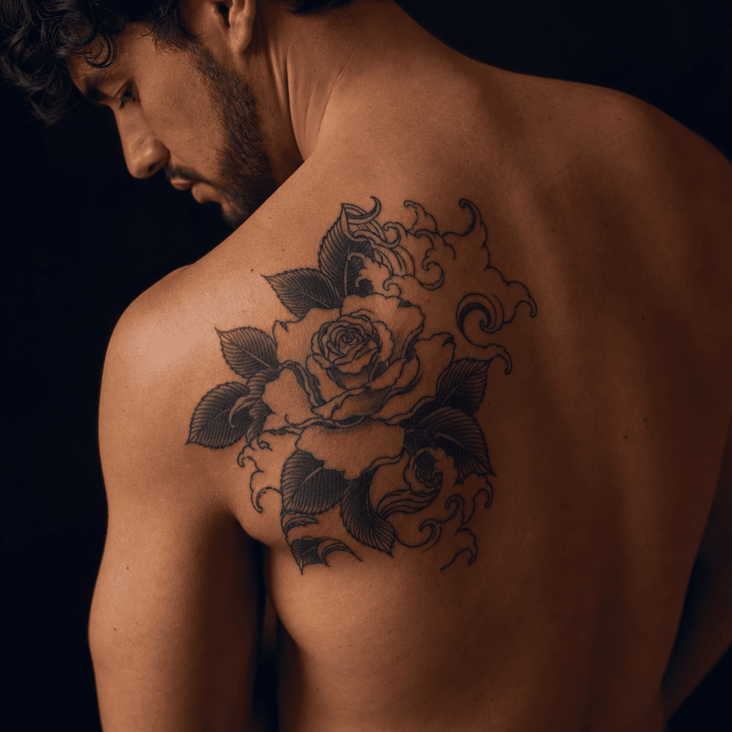 idée tatouage rose rose japonaise