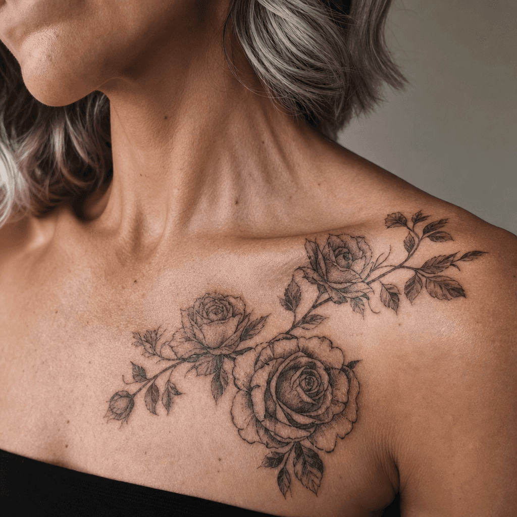 idée tatouage rose roses patchwork