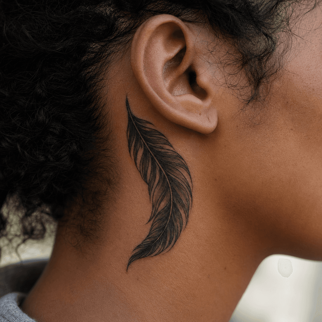 idée tatouage simple plume néo-traditionnelle