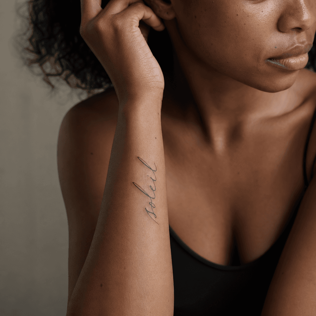 idée tatouage soleil lettrage soleil cursive