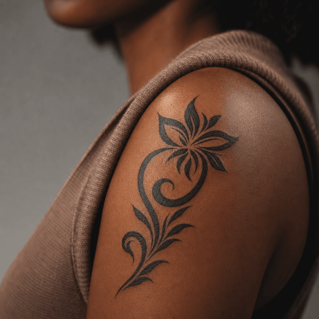 idée tatouage tribal tribal floral stylisé