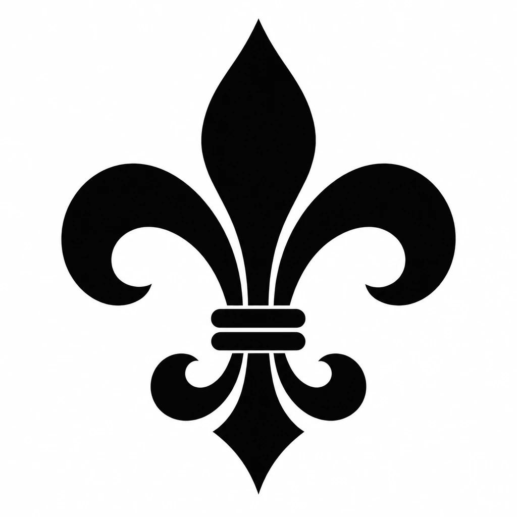 Tatouage de fleur de lys en blackwork, emblème entièrement noirci aux contours nets