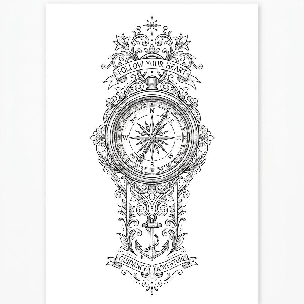 idée tatouage avant-bras boussole fine line